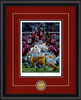 "Maximum Block" - Collegiate Classic print.  Black frame • Crimson Suede/Black matting with optional v-groove.