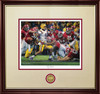 "The Shutout"  Collegiate Classic print.  Mahogany/Gold Lip frame • Oyster/Crimson matting.