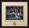 "The Pick SIx"  Collegiate Classic print.  Mahogany frame • Oyster/Crimson matting.