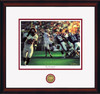 "The Gamebreaker" - Collegiate Classic print.  Mahogany frame • White/Crimson matting. "The Gamebreaker" - Collegiate Classic print.  Mahogany frame • White/Crimson matting.