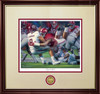"Leap of Faith"  Collegiate Classic print.  Mahogany/Gold Lip frame • Oyster/Crimson matting.