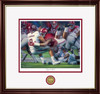 "Leap of Faith"  Collegiate Classic print.  Mahogany/Gold Lip frame • White/Crimson matting.