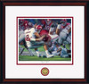 "Leap of Faith"  Collegiate Classic print.  Mahogany frame • White/Crimson matting.