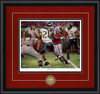 "The Catch" - Collegiate Classic print.  Black frame • Crimson Suede/Black matting with optional v-groove.