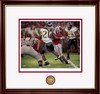 "The Catch" - Collegiate Classic print.  Mahogany/Gold Lip frame • White/Crimson matting.