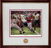 "The Catch" - Collegiate Classic print.  Mahogany/Gold Lip frame • Storm Suede/Crimson matting with optional v-groove.