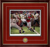 "The Catch" - Collegiate Classic print.  Mahogany/Gold Lip frame • Crimson Suede/Black matting with optional v-groove.