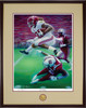 Shown in our Mahogany with Gold Lip frame and Oyster over Crimson matting.