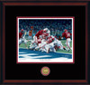 "The Goal Line Stand" - Collegiate Classic print.  Mahogany frame • Black/Crimson matting.