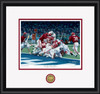"The Goal Line Stand" - Collegiate Classic print.  Black frame • White/Crimson matting.