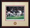 "The Kick"  Collegiate Classic print.  Mahogany frame • Oyster/Crimson matting."The Kick"  Collegiate Classic print.  Mahogany frame • Oyster/Crimson matting.