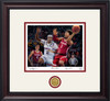 "Buzzer-Beater" by Daniel A. Moore - Collegiate Classic print. Mahogany/Black Bead frame • White/Crimson matting .