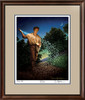 The Sower • Museum Edition Print shown with the Walnut Frame and Putty over Blue matting.