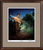 The Sower • Collector's Edition Print shown with the Walnut Frame and Tudor over Blue matting.