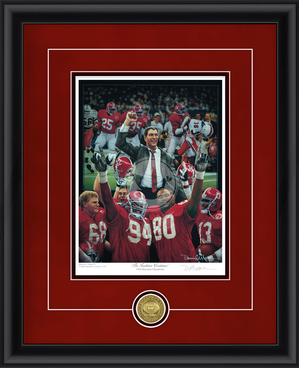"The Tradition Continues" - Collegiate Classic print.  Black frame • Crimson Suede/Black matting with optional v-groove. "The Tradition Continues" - Collegiate Classic print.  Black frame • Crimson Suede/Black matting with optional v-groove.