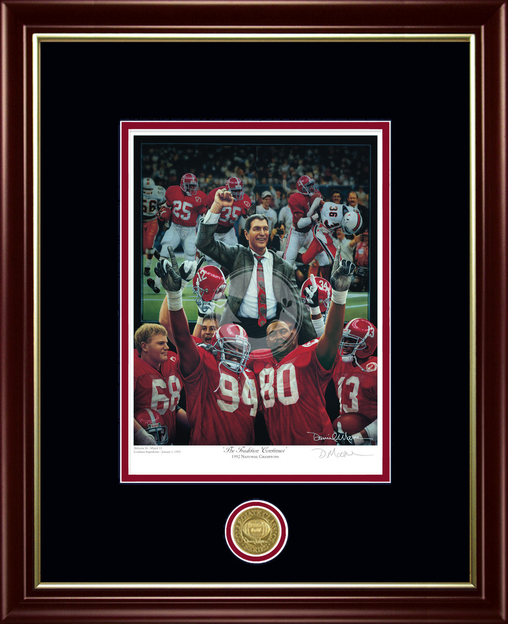 "The Tradition Continues" - Collegiate Classic print.  Mahogany/Gold Lip frame • Black/Crimson matting. "The Tradition Continues" - Collegiate Classic print.  Mahogany/Gold Lip frame • Black/Crimson matting.