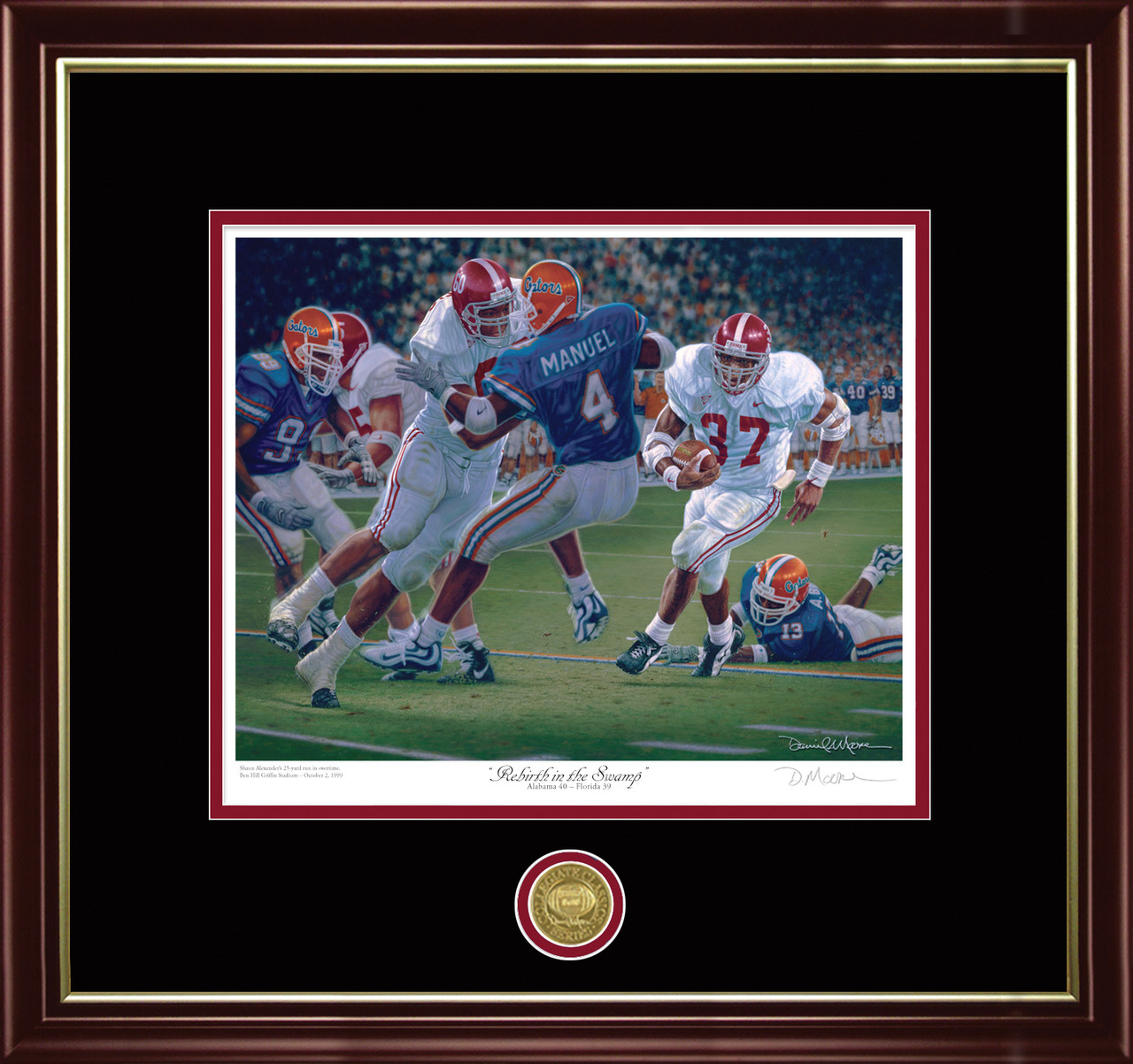 "Rebirth in the Swamp"  Collegiate Classic print.  Mahogany/Gold Lip frame • Black/Crimson matting.