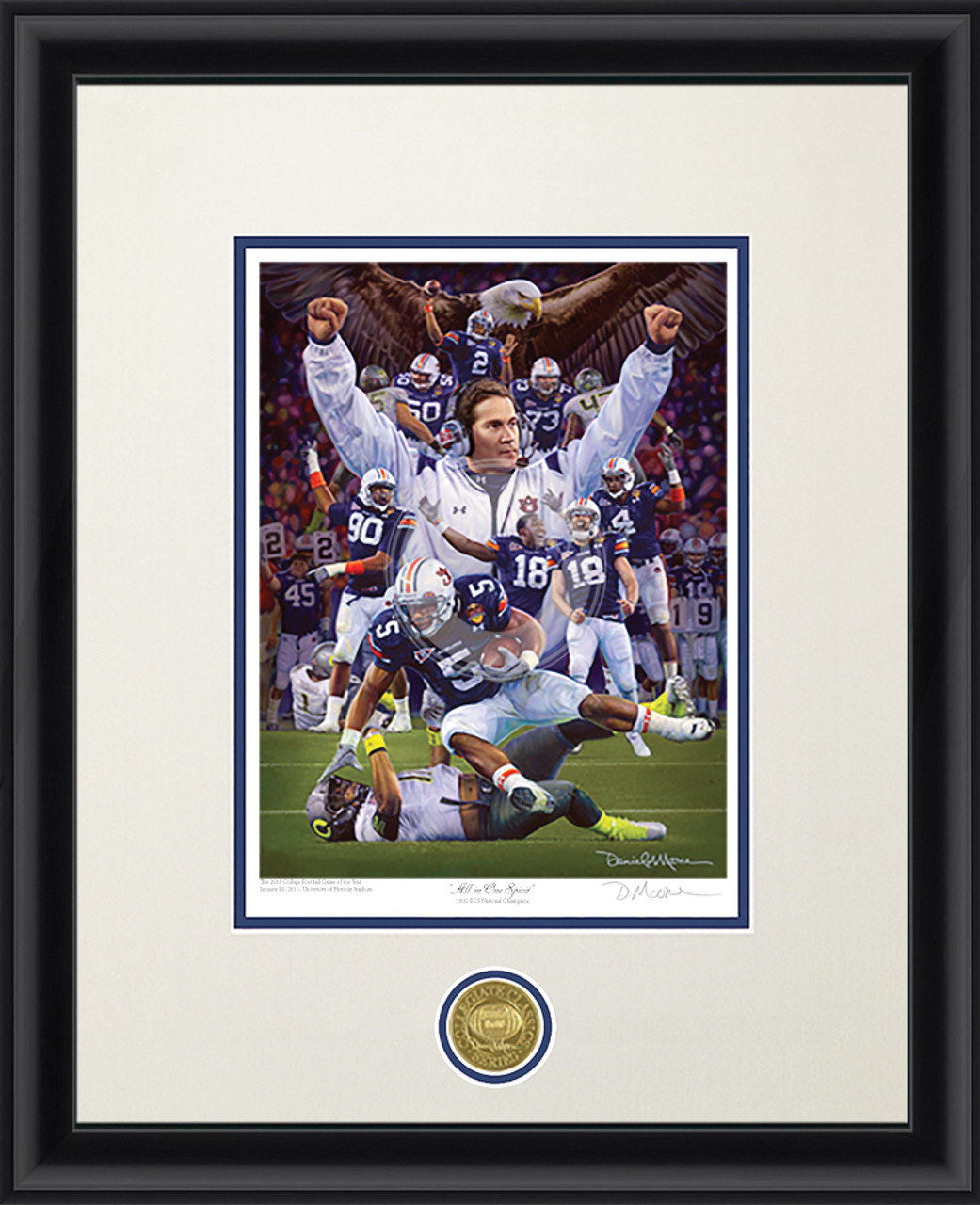 "All In One Spirit" - Collegiate Classic print.  Black frame • White/Navy matting. "All In One Spirit" - Collegiate Classic print.  Black frame • White/Navy matting.