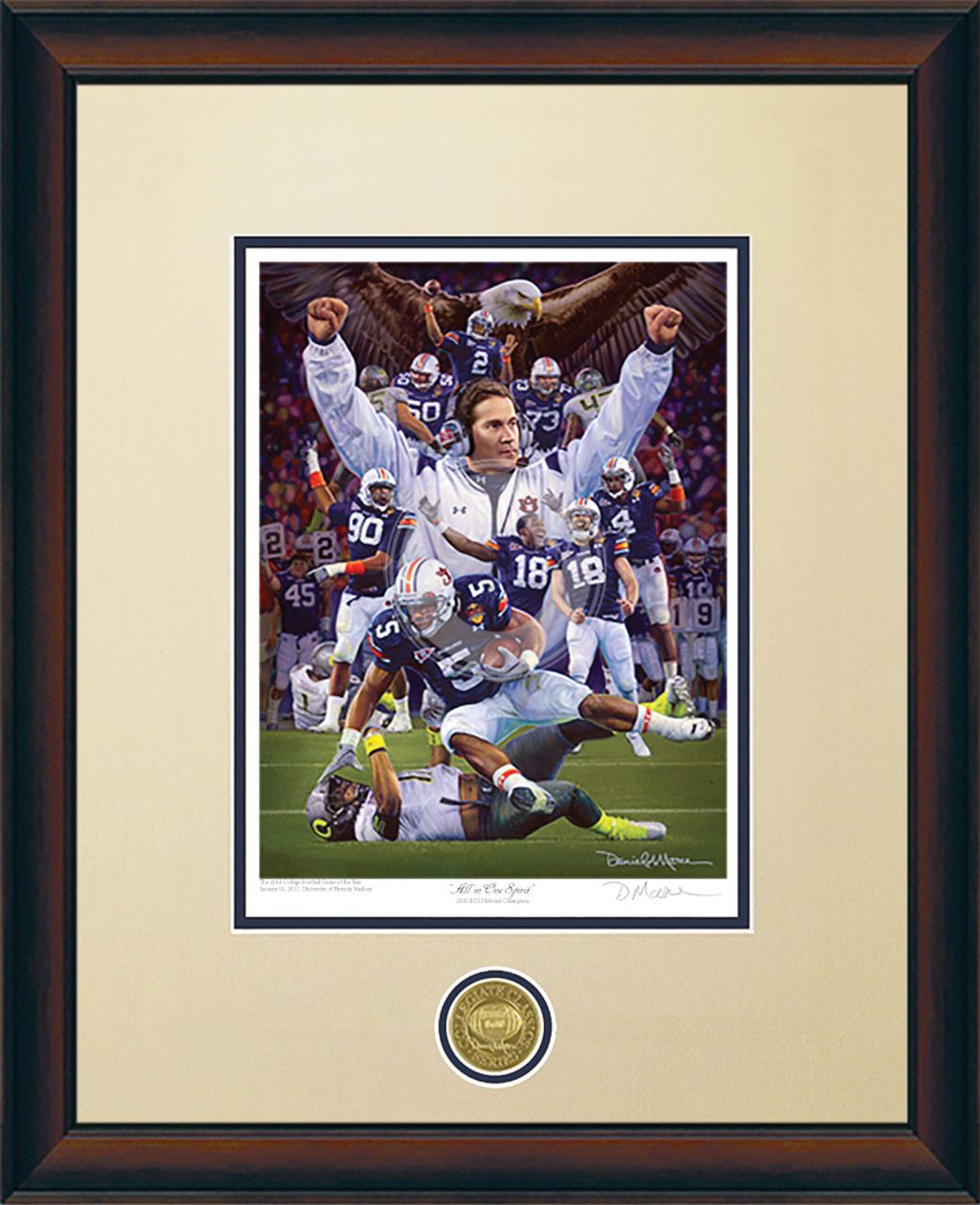 "All In One Spirit" - Collegiate Classic print.  Walnut frame • Oyster/Navy matting. "All In One Spirit" - Collegiate Classic print.  Walnut frame • Oyster/Navy matting.