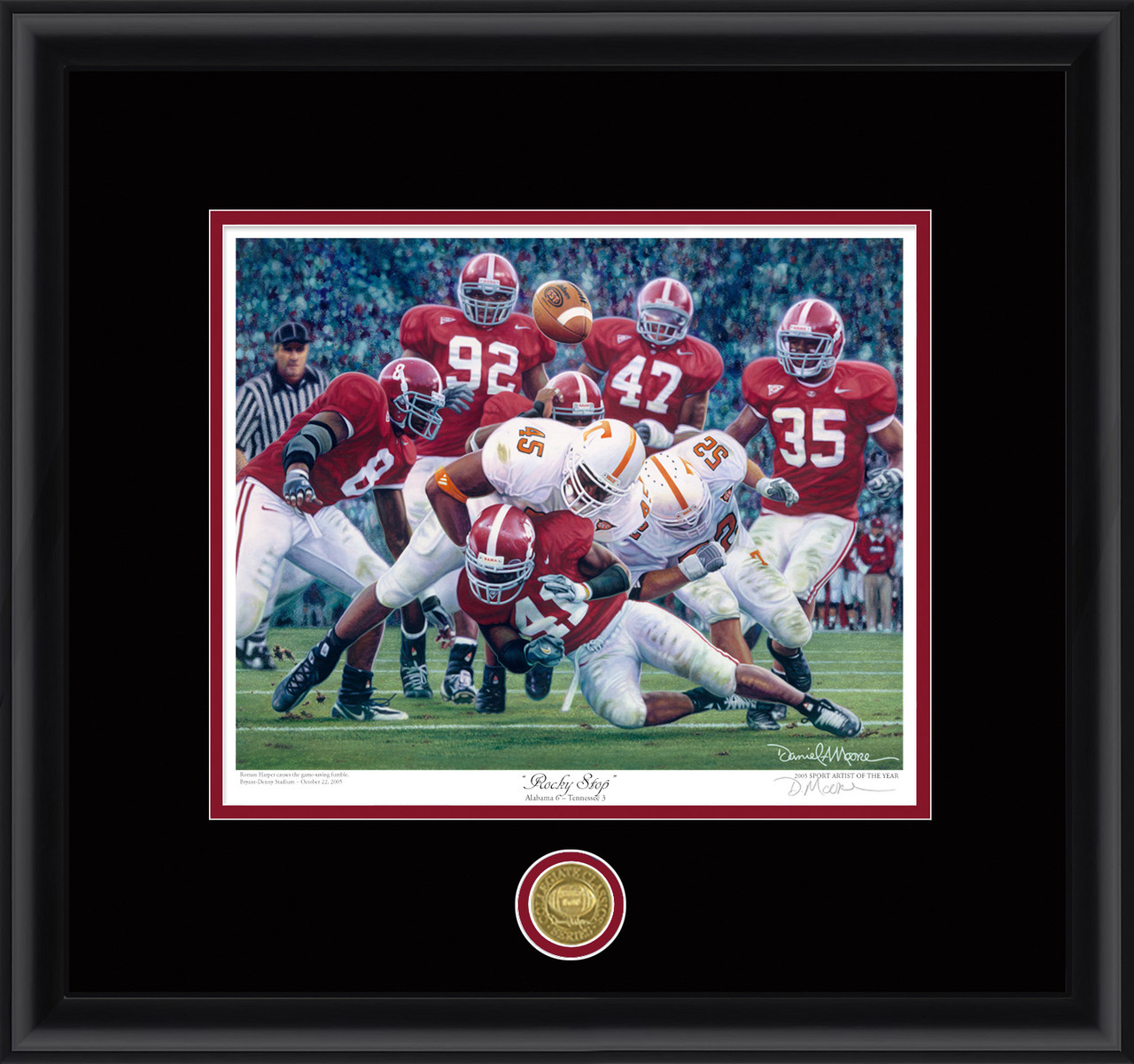 "Rocky Stop"  Collegiate Classic print.  Black frame • Black/Crimson matting.