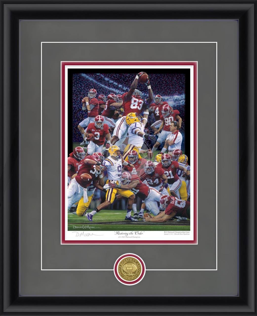 "Restoring the Order" - Collegiate Classic print.  Black frame • Charcoal Suede/Crimson matting with optional v-groove. "Restoring the Order" - Collegiate Classic print.  Black frame • Charcoal Suede/Crimson matting with optional v-groove.