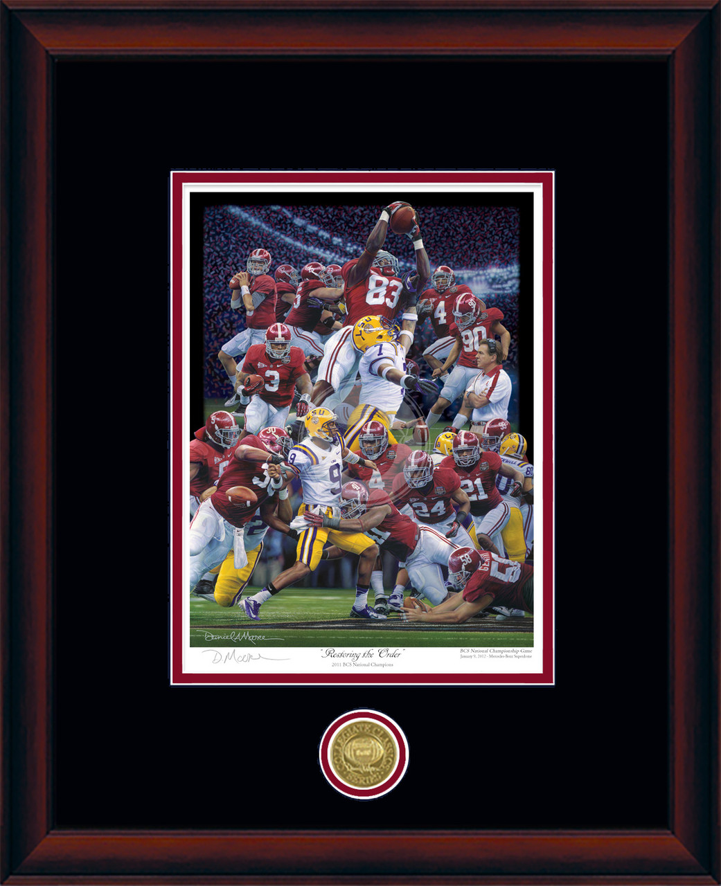 "Restoring the Order" - Collegiate Classic print.  Mahogany frame • Black/Crimson matting. "Restoring the Order" - Collegiate Classic print.  Mahogany frame • Black/Crimson matting.