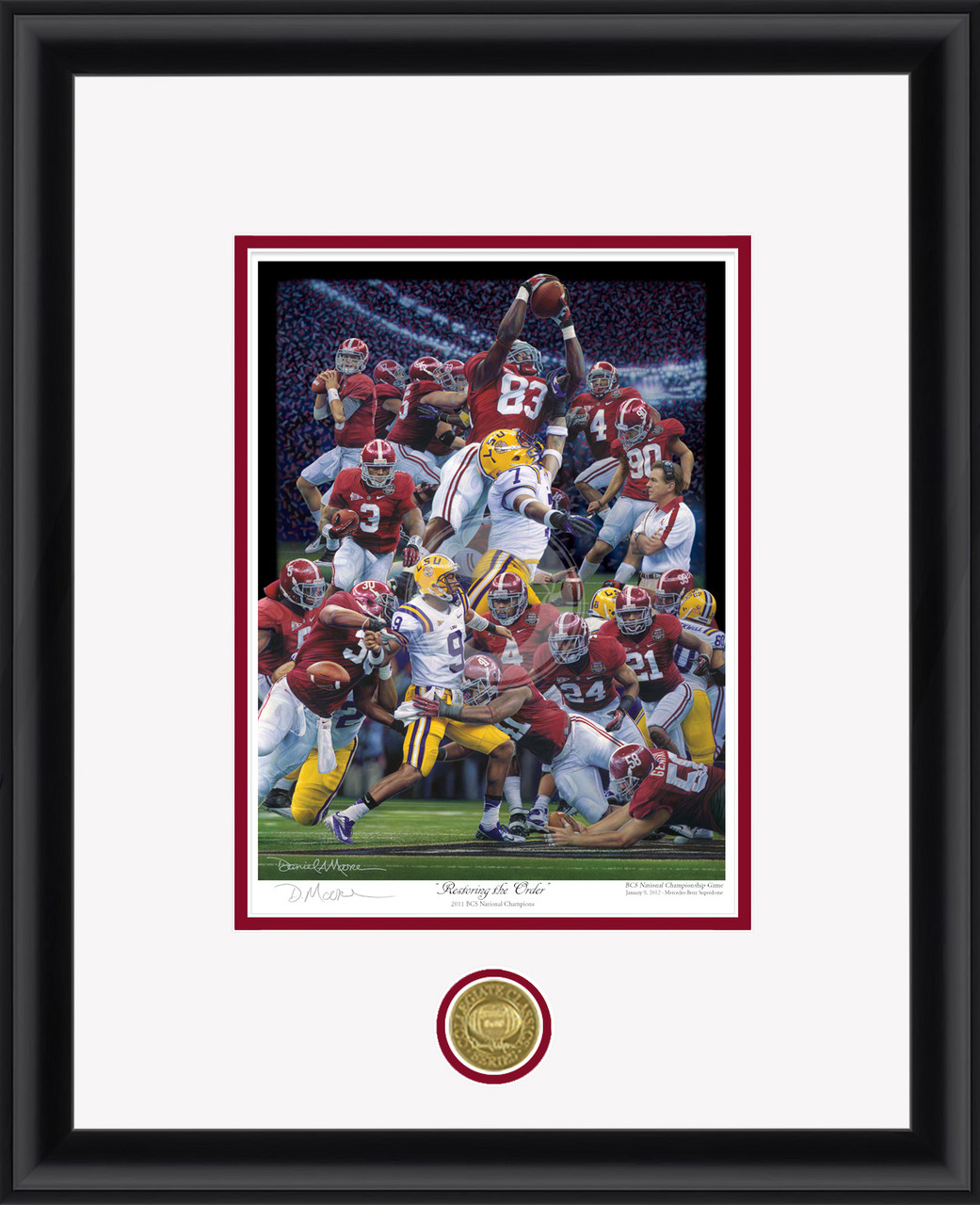 "Restoring the Order" - Collegiate Classic print.  Mahogany frame • White/Crimson matting. "Restoring the Order" - Collegiate Classic print.  Mahogany frame • White/Crimson matting.
