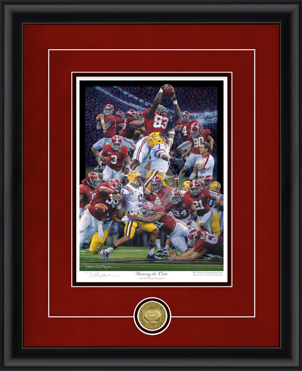 "Restoring the Order" - Collegiate Classic print.  Black frame • Crimson Suede/Black matting with optional v-groove. "Restoring the Order" - Collegiate Classic print.  Black frame • Crimson Suede/Black matting with optional v-groove.