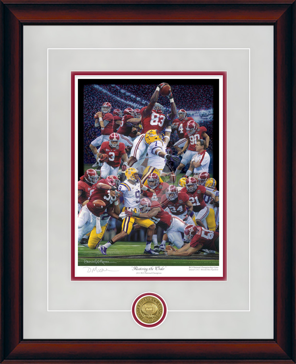 "Restoring the Order" - Collegiate Classic print.  Mahogany frame • Storm Suede/Crimson matting with optional v-groove. "Restoring the Order" - Collegiate Classic print.  Mahogany frame • Storm Suede/Crimson matting with optional v-groove.
