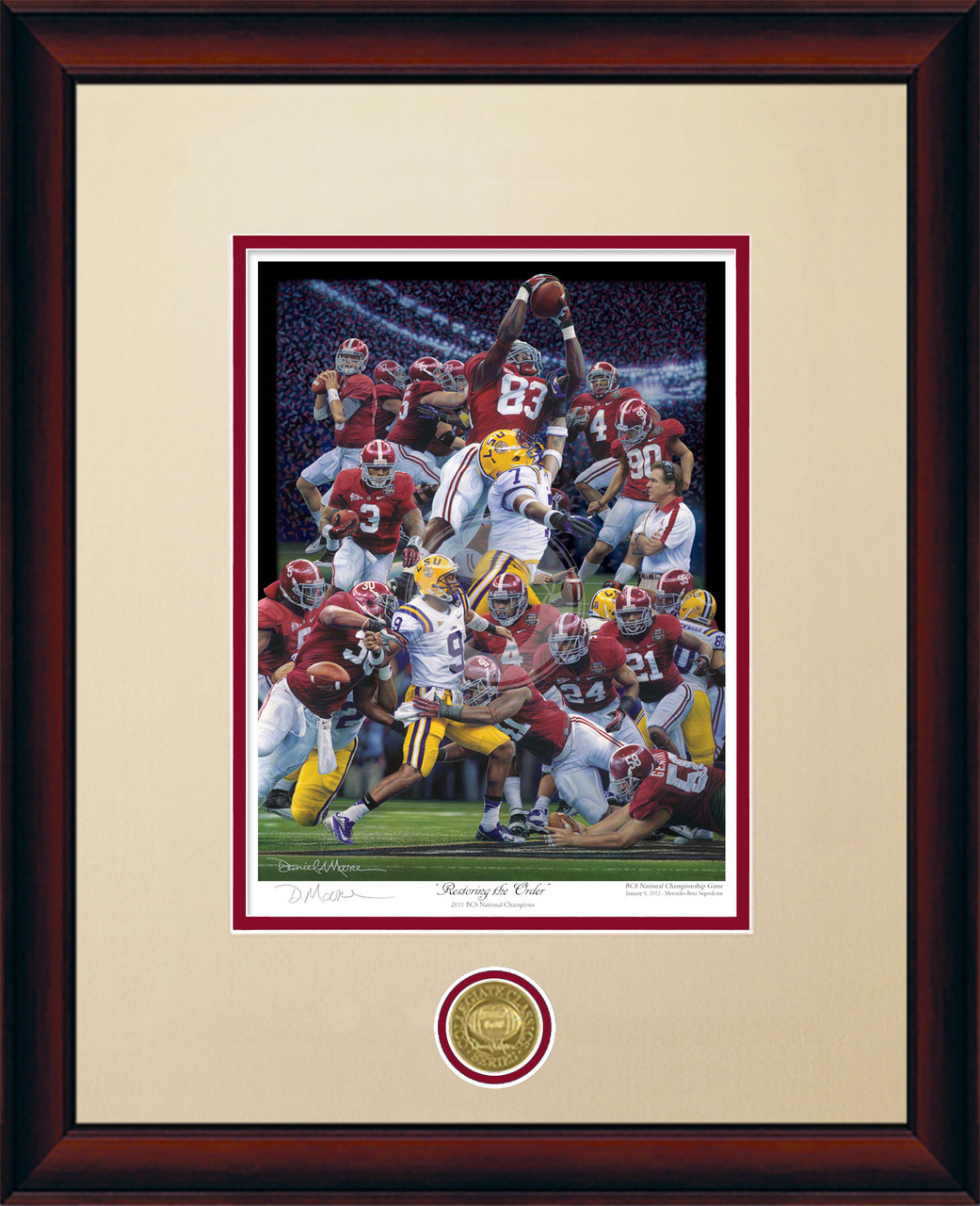 "Restoring the Order" - Collegiate Classic print.  Mahogany frame • Oyster/Crimson matting. "Restoring the Order" - Collegiate Classic print.  Mahogany frame • Oyster/Crimson matting.