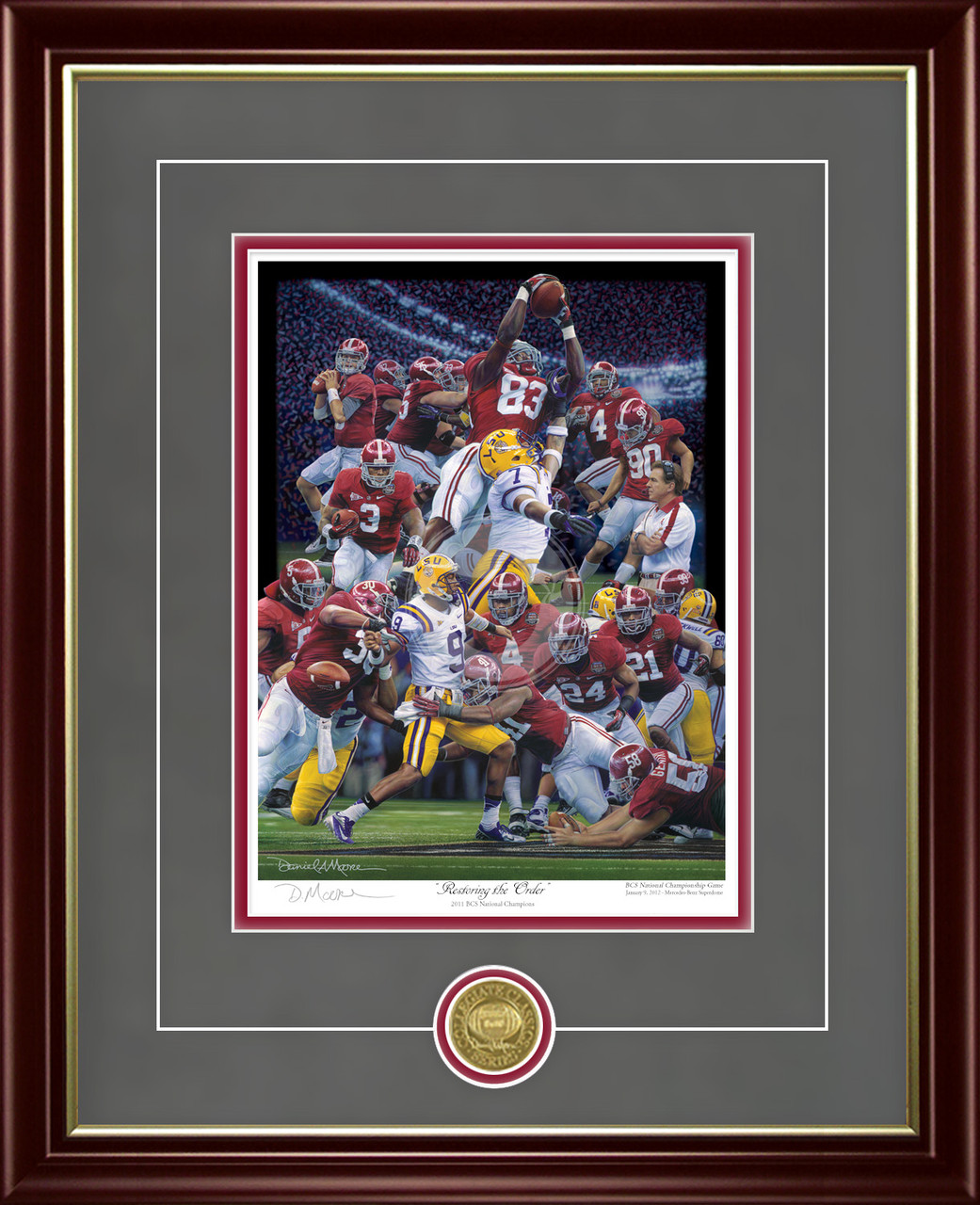 "Restoring the Order" - Collegiate Classic print.  Mahogany/Gold Lip frame • Charcoal Suede/Crimson matting with optional v-groove. "Restoring the Order" - Collegiate Classic print.  Mahogany/Gold Lip frame • Charcoal Suede/Crimson matting with optional v-groove.