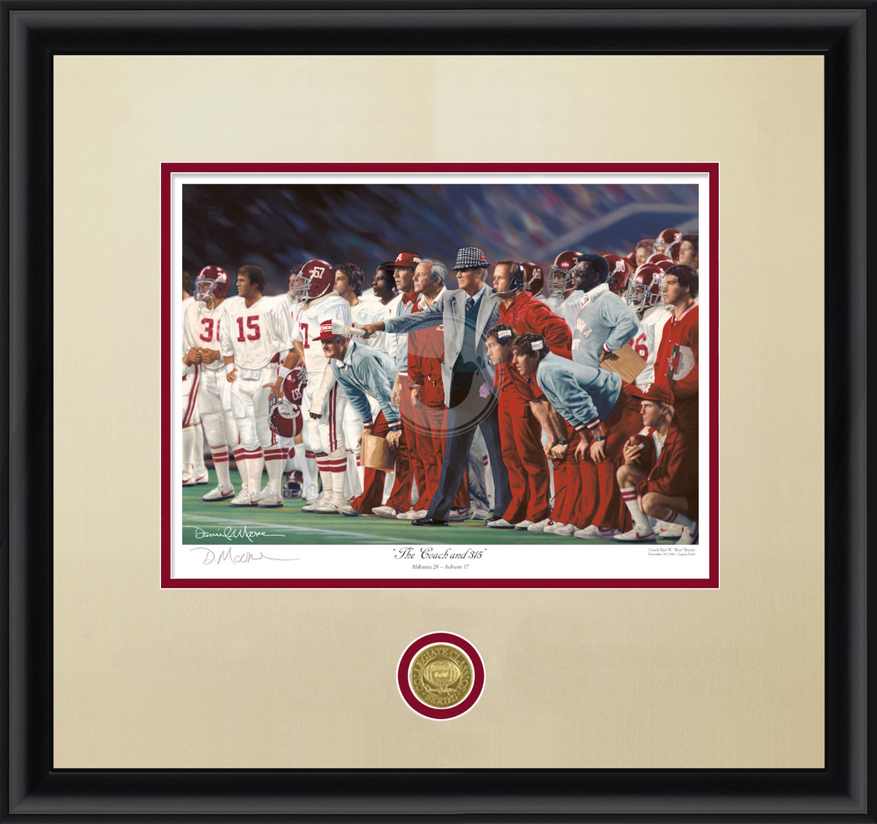"The Coach and 315" - Collegiate Classic print.  Black frame • Oyster/Crimson matting. "The Coach and 315" - Collegiate Classic print.  Black frame • Oyster/Crimson matting.