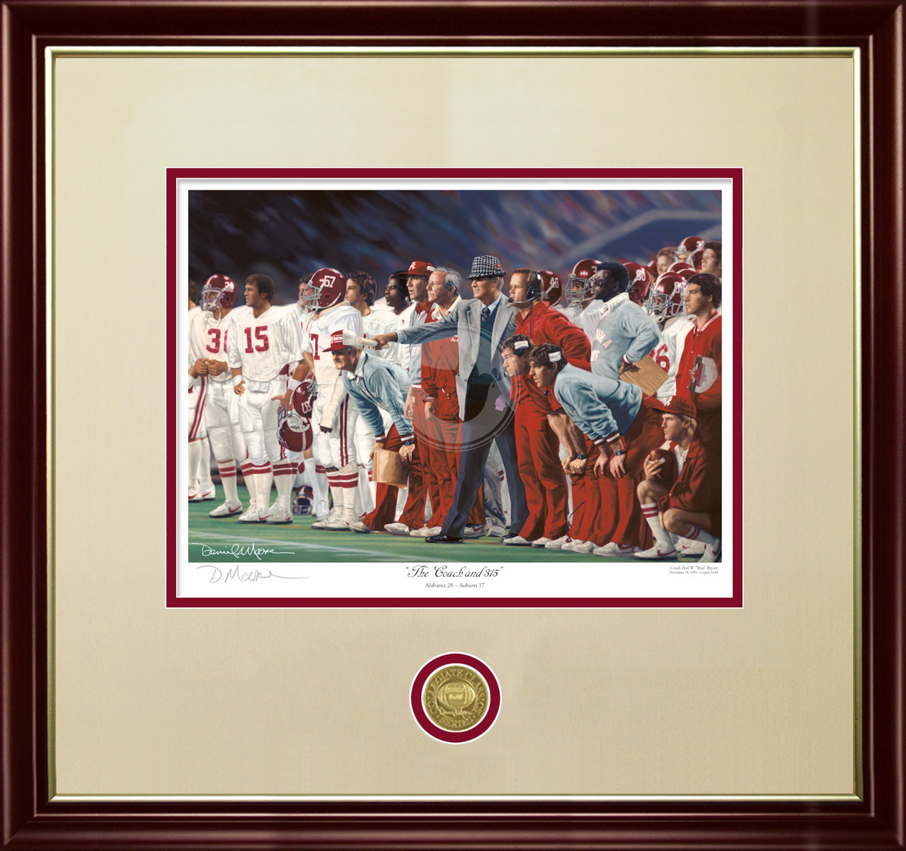 "The Coach and 315" - Collegiate Classic print.  Mahogany/Gold Lip frame • Oyster/Crimson matting. "The Coach and 315" - Collegiate Classic print.  Mahogany/Gold Lip frame • Oyster/Crimson matting.