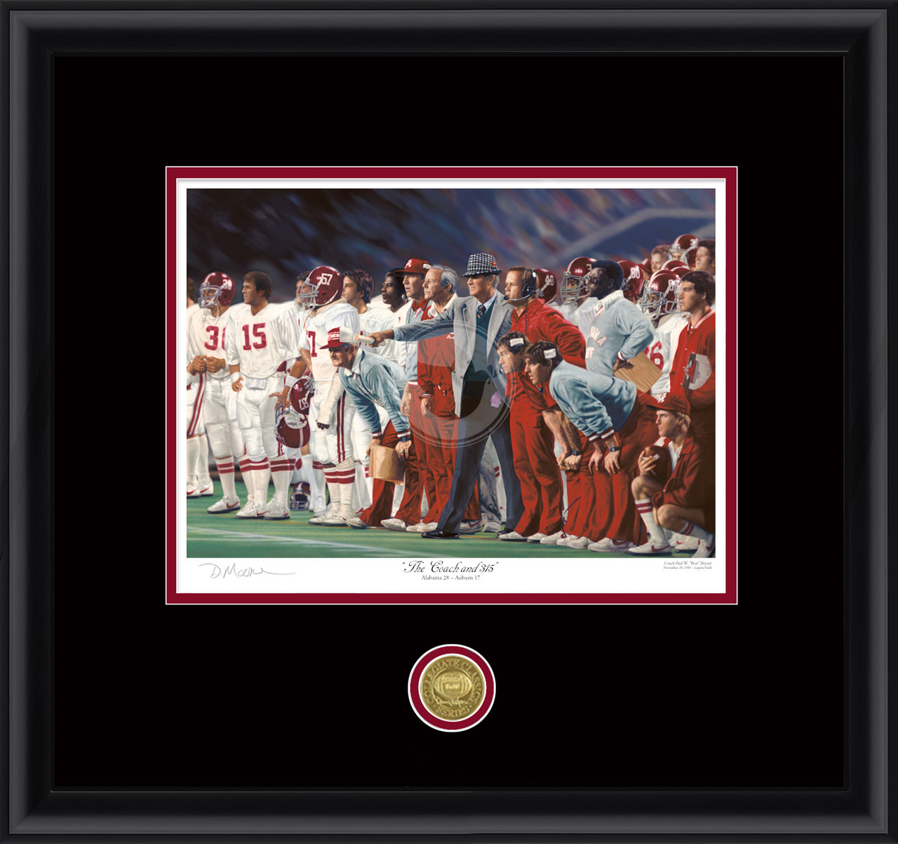 "The Coach and 315" - Collegiate Classic print.  Black frame • Black/Crimson matting. "The Coach and 315" - Collegiate Classic print.  Black frame • Black/Crimson matting.