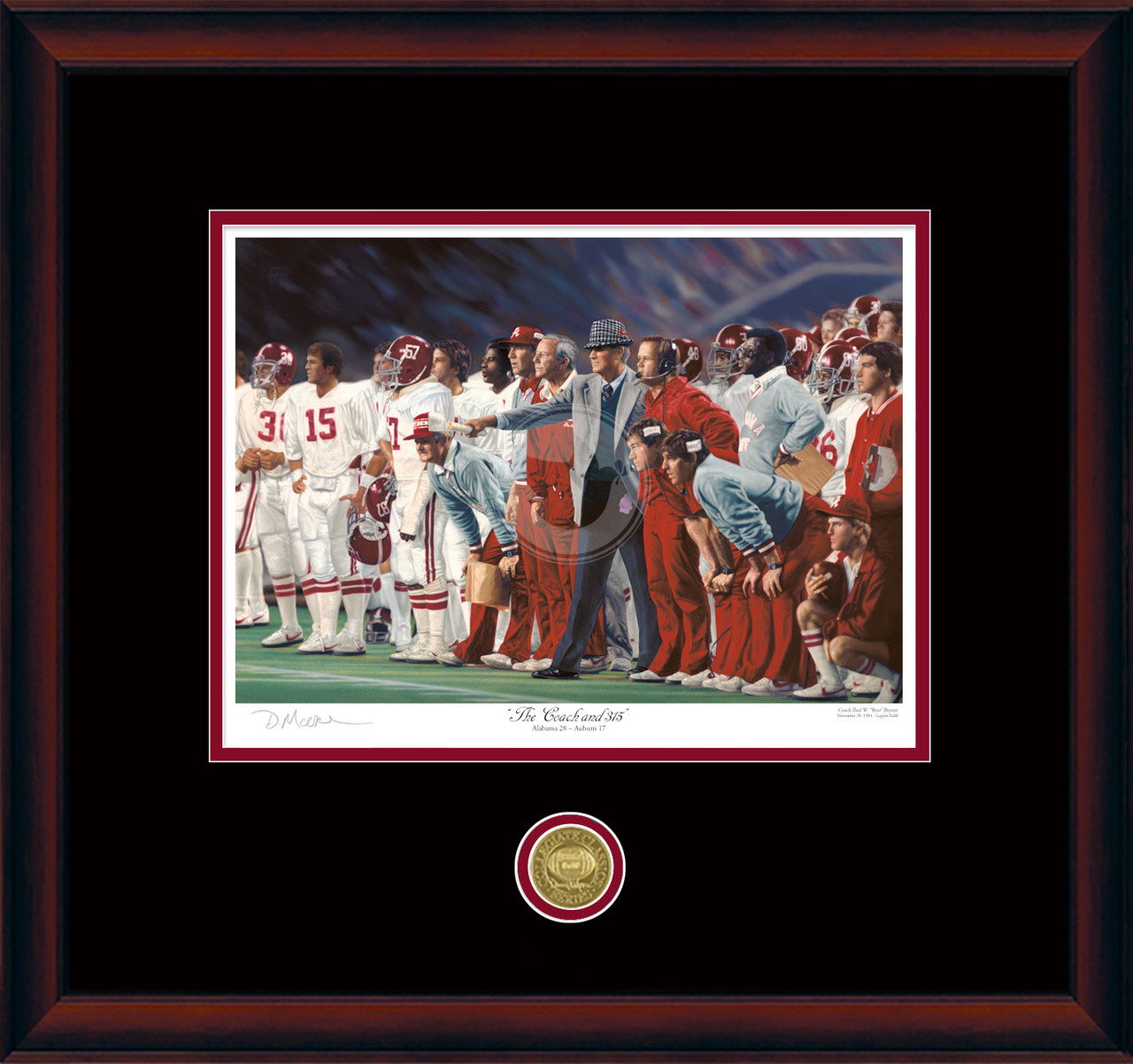 "The Coach and 315" - Collegiate Classic print.  Mahogany frame • Black/Crimson matting. "The Coach and 315" - Collegiate Classic print.  Mahogany frame • Black/Crimson matting.