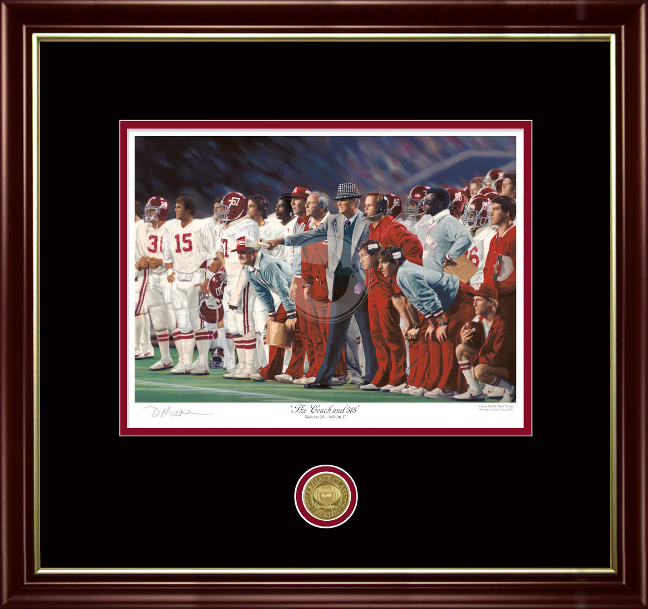 "The Coach and 315" - Collegiate Classic print.  Mahogany/Gold Lip frame • Black/Crimson matting. "The Coach and 315" - Collegiate Classic print.  Mahogany/Gold Lip frame • Black/Crimson matting.