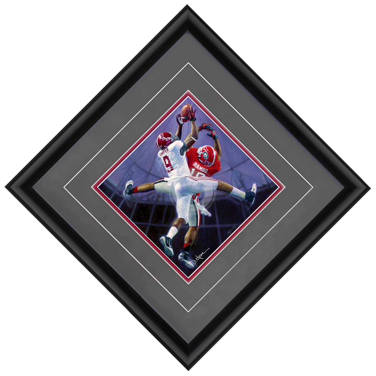 "High Tide"  Collegiate Classic print.  Black frame • Charcoal Suede/Crimson matting with optional v-groove. "High Tide"  Collegiate Classic print.  Black frame • Charcoal Suede/Crimson matting with optional v-groove.