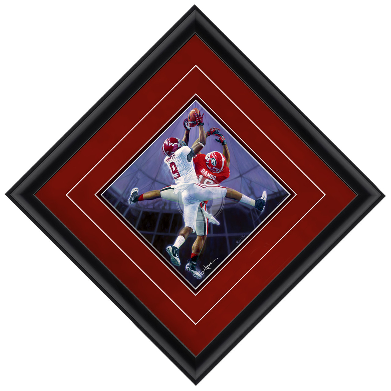 "High Tide"  Collegiate Classic print.  Black frame • Crimson Suede/Black matting with optional v-groove. "High Tide"  Collegiate Classic print.  Black frame • Crimson Suede/Black matting with optional v-groove.