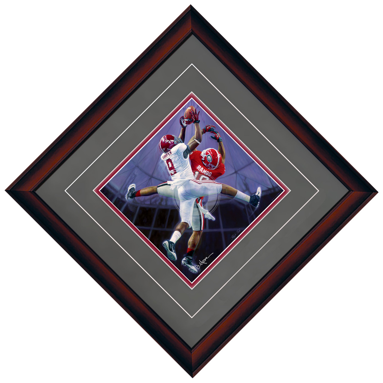 "High Tide"  Collegiate Classic print.  Mahogany frame • Charcoal Suede/Crimson matting with optional v-groove. "High Tide"  Collegiate Classic print.  Mahogany frame • Charcoal Suede/Crimson matting with optional v-groove.