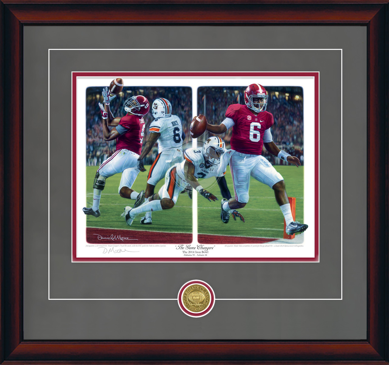 "The Game Changers" - Collegiate Classic print.  Mahogany frame • Charcoal Suede/Crimson matting with optional v-groove.