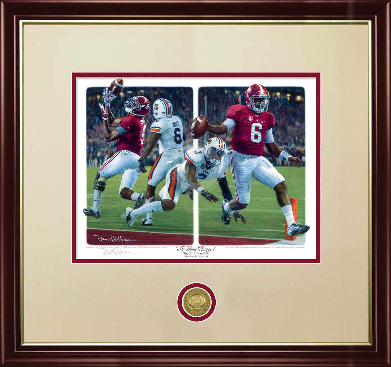 "The Game Changers" - Collegiate Classic print.  Mahogany/Gold Lip frame • Oyster/Crimson matting.