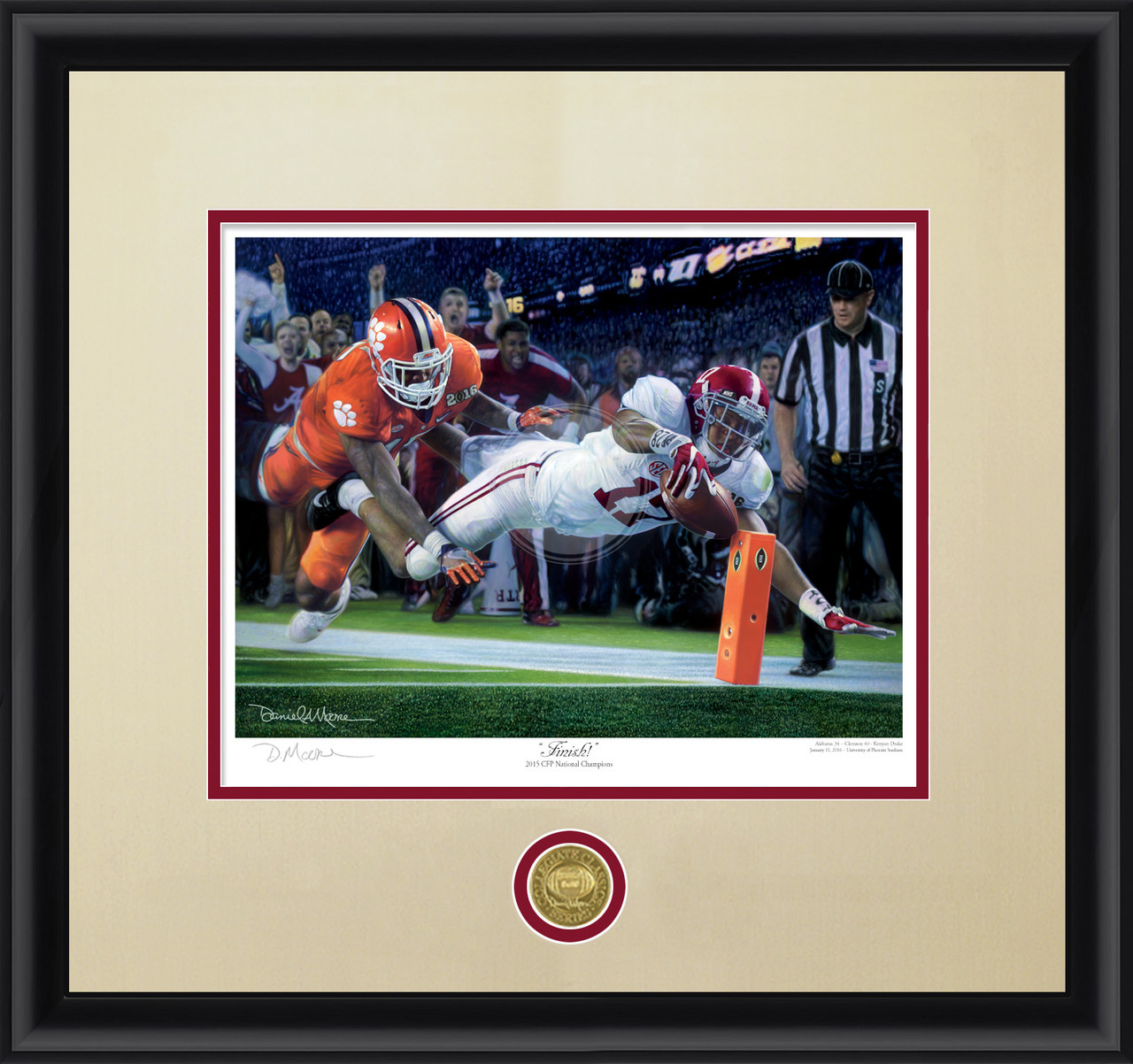 "Finish!" - Collegiate Classic print.  Black frame • Oyster/Crimson matting. "Finish!" - Collegiate Classic print.  Black frame • Oyster/Crimson matting.