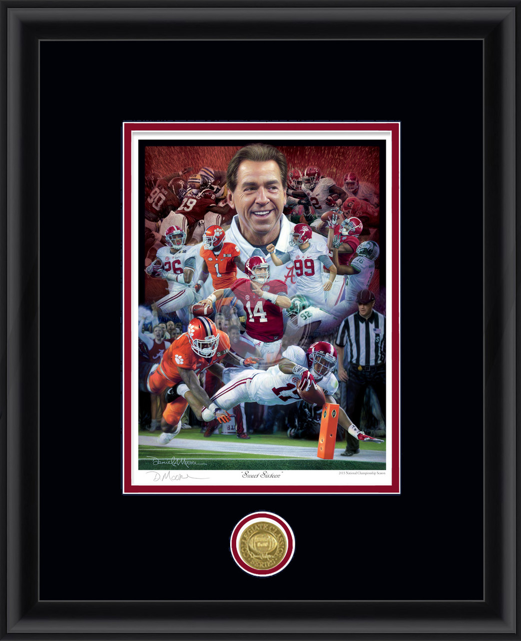 "Sweet Sixteen" - Collegiate Classic print.  Black frame • Black/Crimson matting.