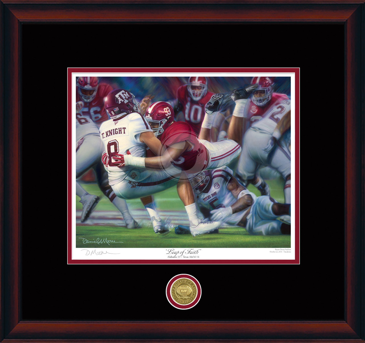 "Leap of Faith"  Collegiate Classic print.  Mahogany frame • Black/Crimson matting.