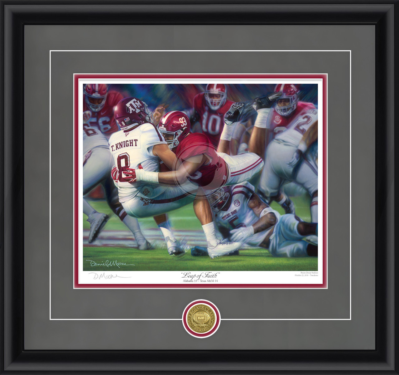 "Leap of Faith"  Collegiate Classic print.  Black frame • Charcoal Suede/Black matting with optional v-groove.