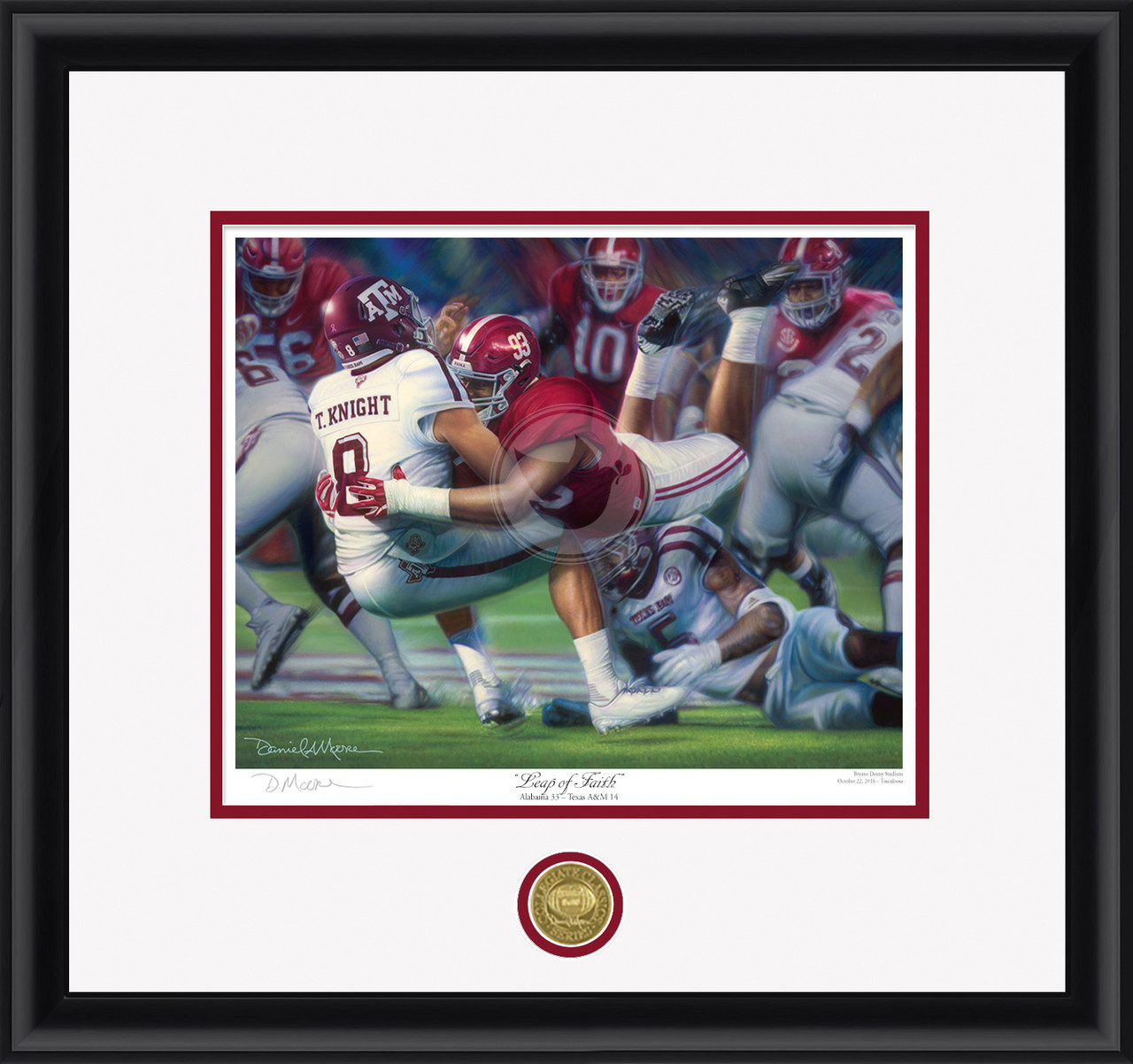 "Leap of Faith"  Collegiate Classic print.  Black frame • White/Crimson matting.