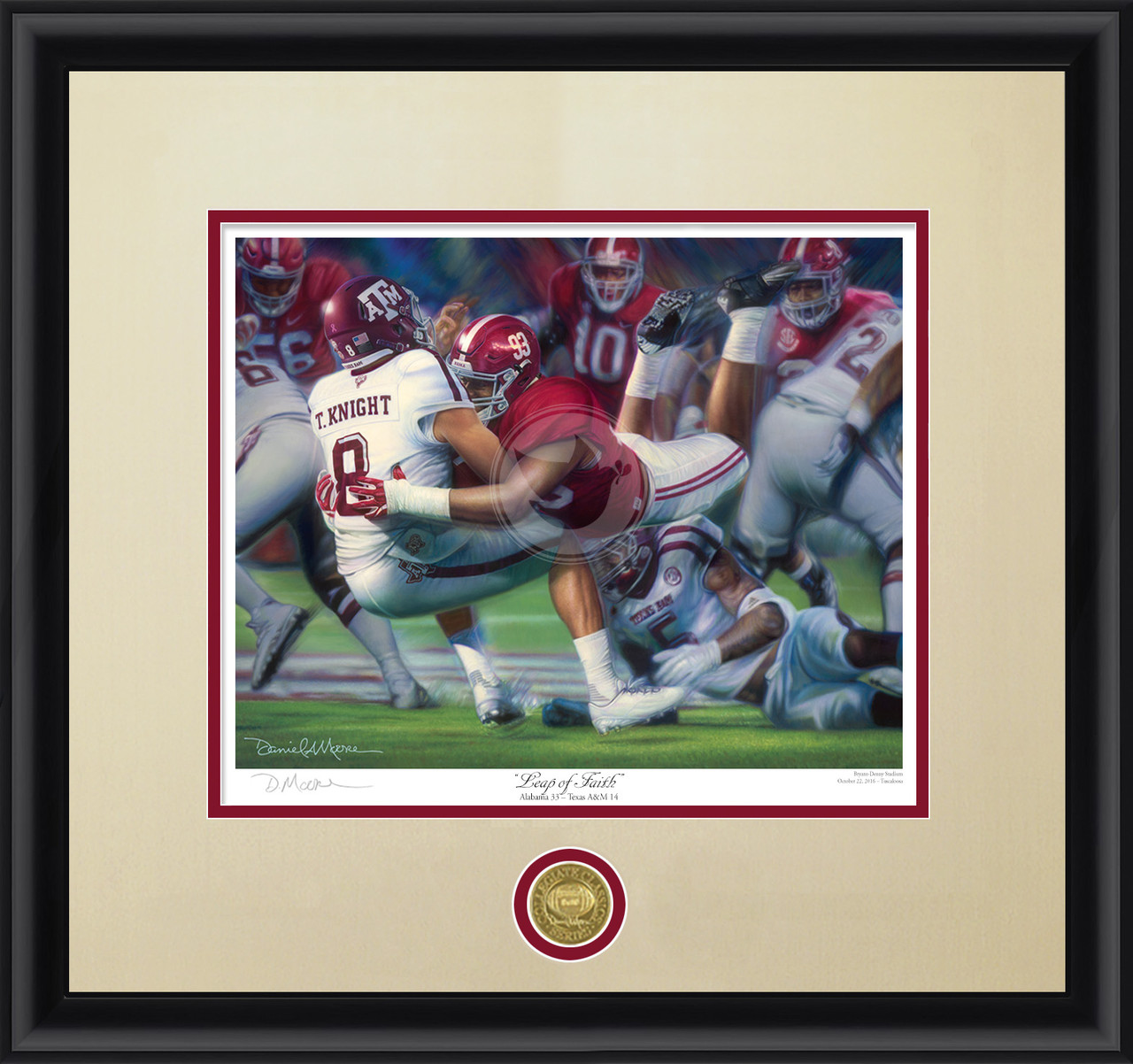 "Leap of Faith"  Collegiate Classic print.  Black frame • Oyster/Crimson matting.
