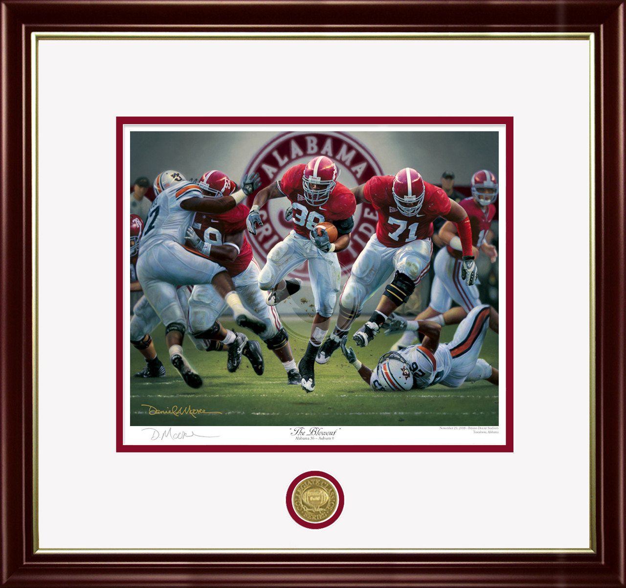 "The Blowout" - Collegiate Classic print.  Mahogany/Gold Lip frame • White/Crimson matting.