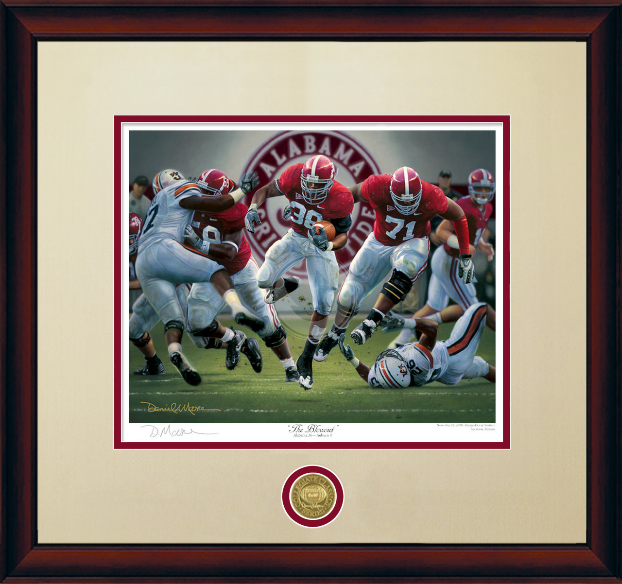 "The Blowout" - Collegiate Classic print.  Mahogany frame •  Oyster/Crimson matting.