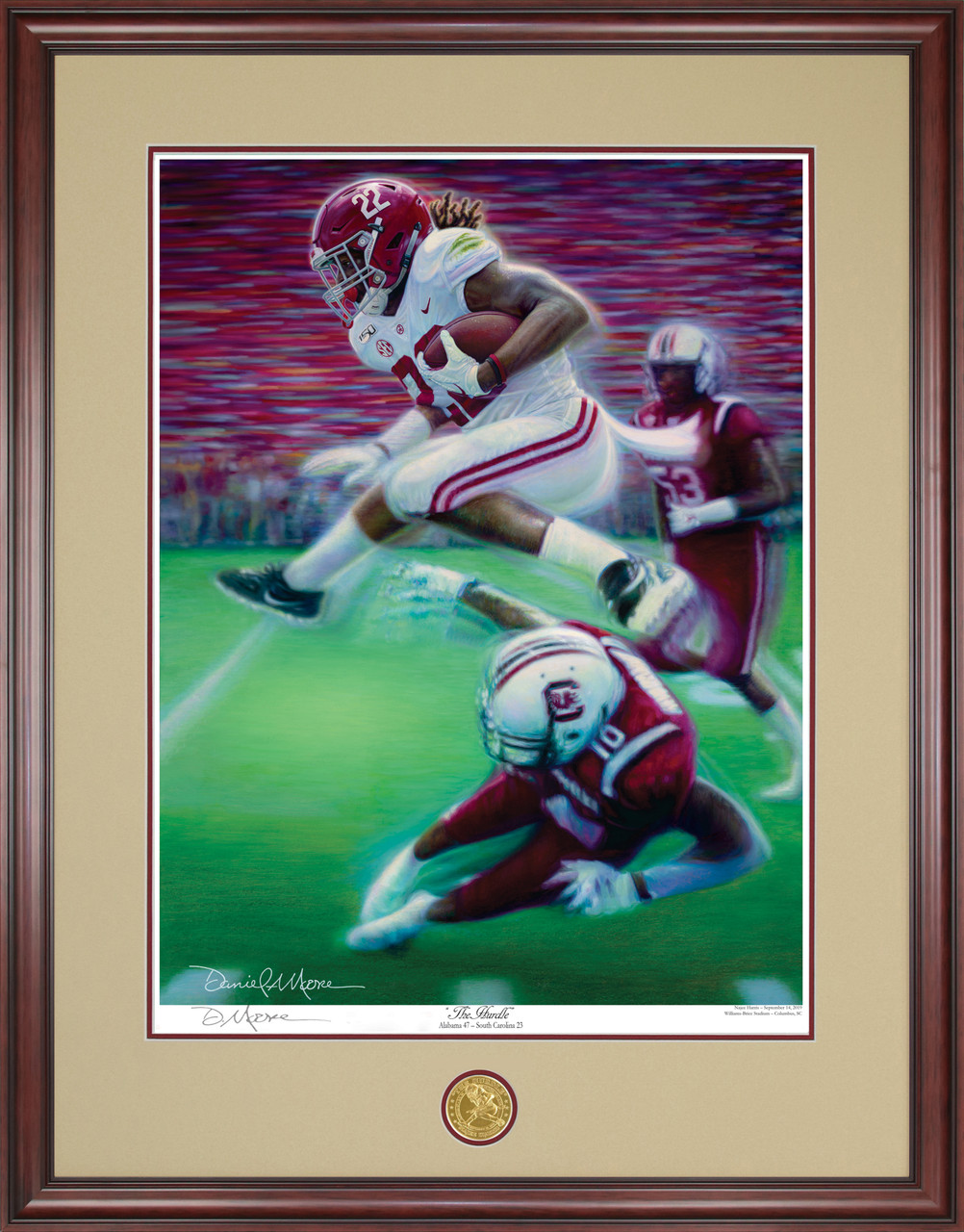 Shown in our Mahogany frame and Oyster over Crimson matting.